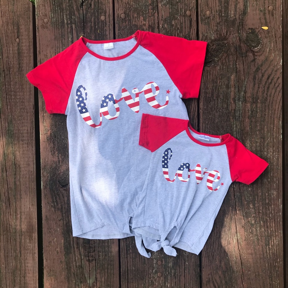 Mommy & Me Red, White, and Blue Love T-Shirts